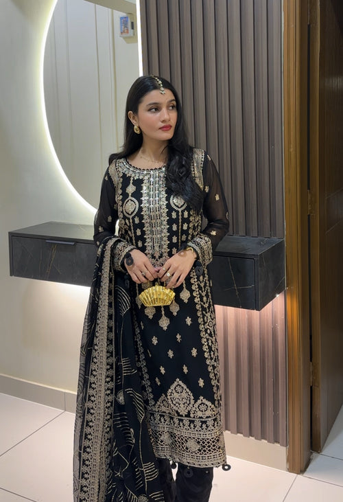 slim fit dress slacks Haseens Raina Pakistani Wedding Wear Chiffon Suit HAS11