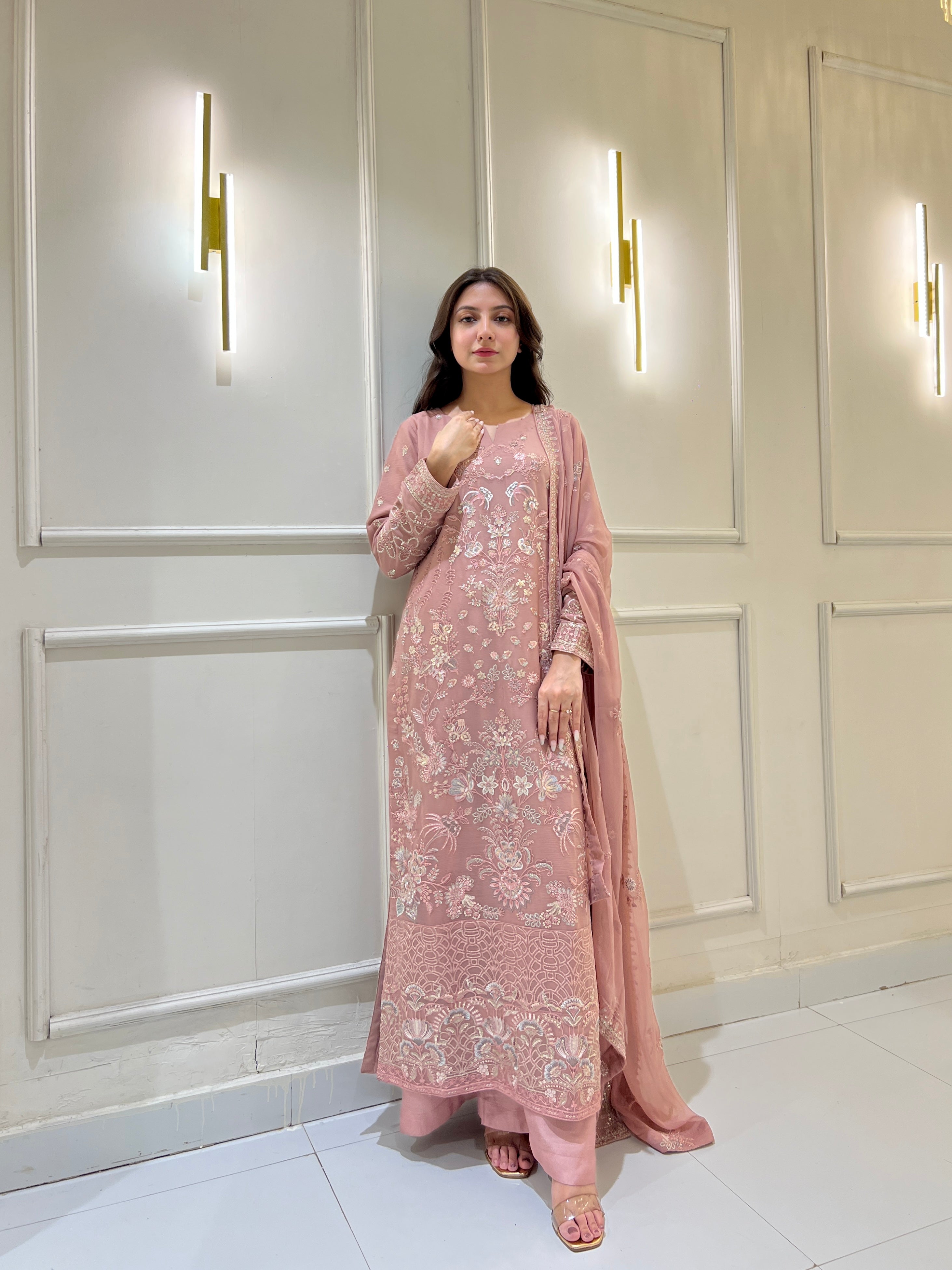 R-01 Embroidered Bember Chiffon 3 Pcs