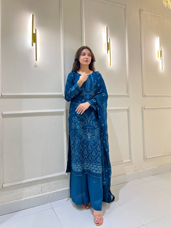 R-02 Embroidered Bember Chiffon 3 Pcs