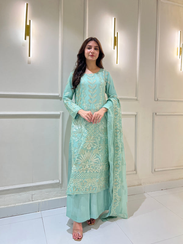 R-04 Embroidered Bember Chiffon 3 Pcs