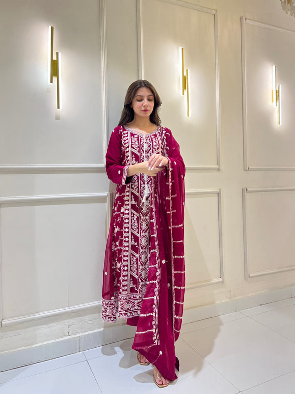 R-03 Embroidered Bember Chiffon 3 Pcs